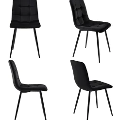 Ensemble table et chaises 100x75x75 cm rond MDF effet marbre avec 4 chaises velours et pieds métal réglables
