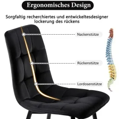 Ensemble table et chaises 120x70x75 cm avec 4 chaises, table rectangulaire et assise rembourrée, noir