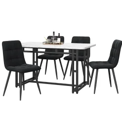 Ensemble table et chaises 120x70x75 cm avec 4 chaises, table rectangulaire et assise rembourrée, noir
