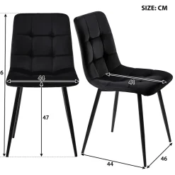Ensemble table et chaises 120x70x75 cm avec 4 chaises, table rectangulaire et assise rembourrée, noir