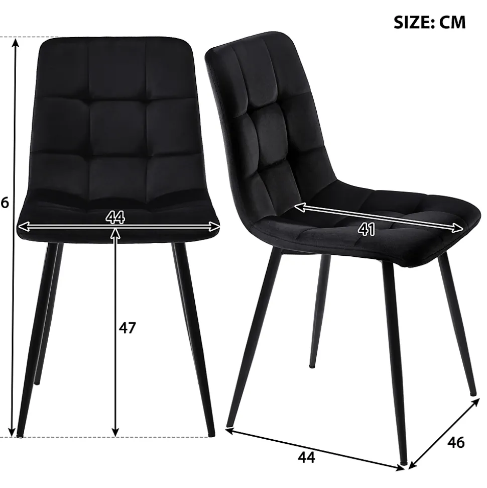 Ensemble table et chaises 120x70x75 cm avec 4 chaises, table rectangulaire et assise rembourrée, noir