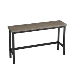 Ensemble table et chaises 148x40x90 cm avec 3 chaises, table rectangulaire métal plateau MDF brun-gris