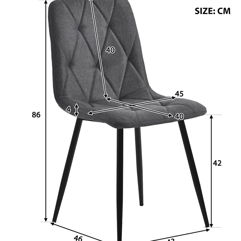 Ensemble table et chaises 117x68x75 cm avec 4 chaises, rectangulaire, assise rembourrée et piètement métal doré