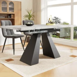 Ensemble table et chaises 99x74x77 cm extensible 99-159 cm avec 4 chaises en velours, structure métal
