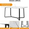 Ensemble Table et Chaises - Table Rectangulaire et 4 Chaises Velours, Salle à Manger Moderne, Plateau Effet Marbre, Gris et Blanc