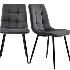 Ensemble table et chaises 117x75x75 cm table rectangulaire avec 4 chaises assise rembourrée gris