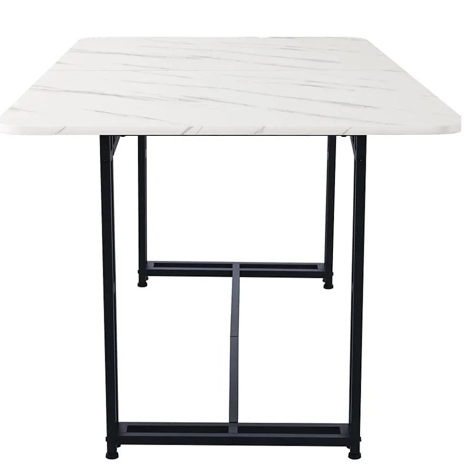 Ensemble table et chaises 140x80 cm avec 4 chaises assise rembourrée velours vert et pieds métal