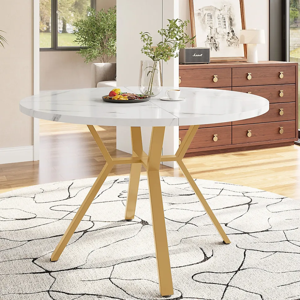 Ensemble Table et Chaises - Table Ronde et 4 Chaises Velours, Salle à Manger Moderne, Blanc et Gris