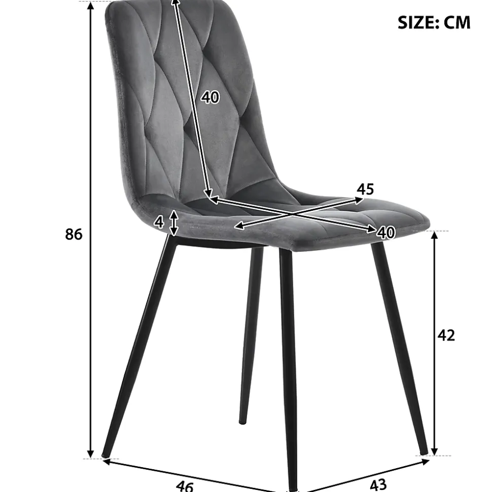 Ensemble Table et Chaises - Table Ronde et 4 Chaises Velours, Salle à Manger Moderne, Blanc et Gris