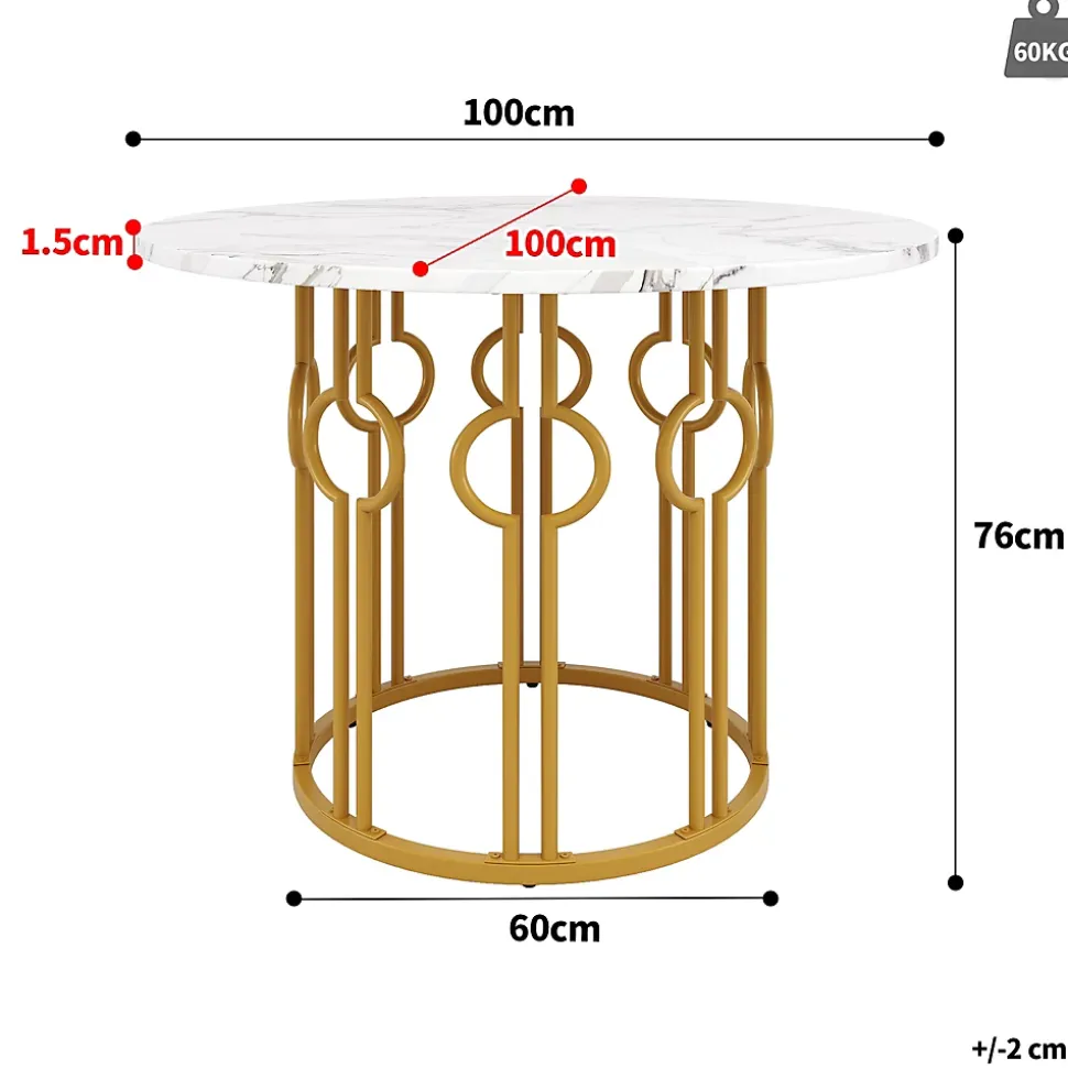 Ensemble table et chaises 100x100x76 cm avec 4 chaises, table ronde MDF effet marbre et chaises en velours