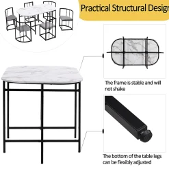 Ensemble Table et Chaises de Salle à Manger, Table Blanche avec Chaises en Velours et Pieds Noirs, Design Élégant, 140x80x76 cm