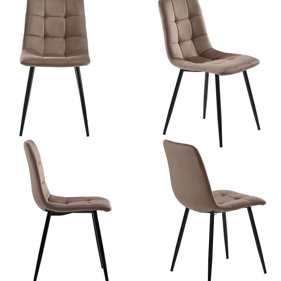Ensemble table et chaises 140x80x75 cm avec 4 chaises, plateau MDF effet marbre et chaises velours