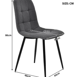 Ensemble table et chaises rectangulaire 120x70x75 cm avec 4 chaises en lin et structure métal