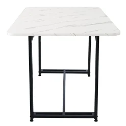 Ensemble table et chaises rectangulaire 120x70x75 cm avec 4 chaises en lin et structure métal