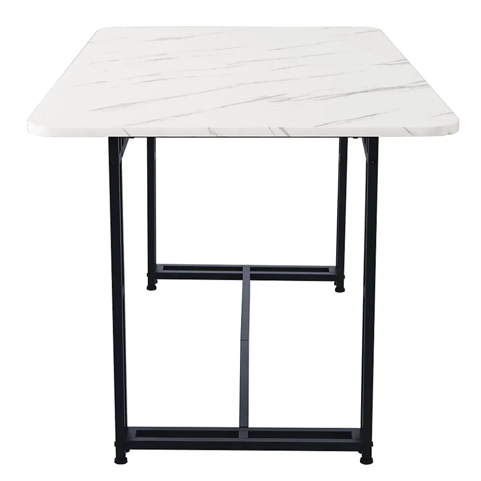 Ensemble table et chaises rectangulaire 120x70x75 cm avec 4 chaises en lin et structure métal