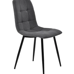 Ensemble table et chaises rectangulaire 120x70x75 cm avec 4 chaises en lin et structure métal