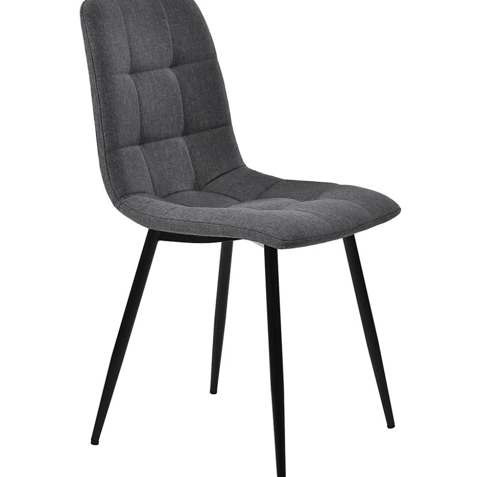 Ensemble table et chaises rectangulaire 120x70x75 cm avec 4 chaises en lin et structure métal