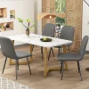 Ensemble table et chaises 117x68x75 cm avec 4 chaises en lin gris, table rectangulaire MDF, pieds métal doré