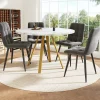 Ensemble table et chaises 80x80x75 cm avec 4 chaises, table carrée MDF, métal, assise velours blanc/doré