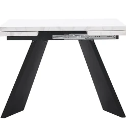 Ensemble table et chaises 99-159x74x77 cm, 4 chaises velours, structure métal, table extensible effet marbre