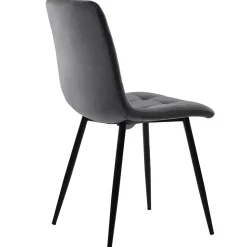 Ensemble table et chaises 99-159x74x77 cm, 4 chaises velours, structure métal, table extensible effet marbre