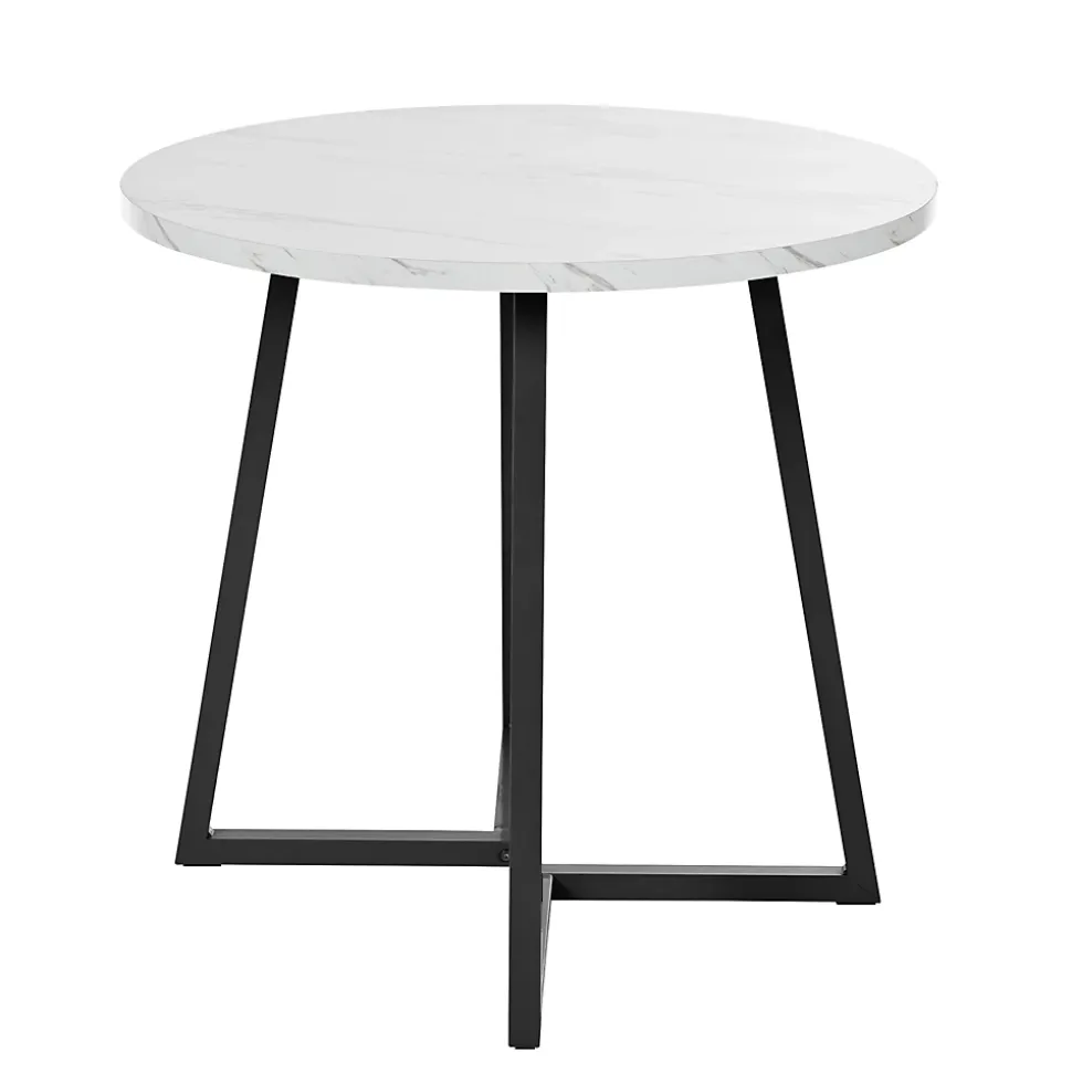 Ensemble table et chaises table ronde diamètre 80 cm, hauteur 75 cm, avec 4 chaises en velours et pieds métal