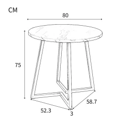 Ensemble table et chaises table ronde diamètre 80 cm, hauteur 75 cm, avec 4 chaises en velours et pieds métal