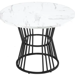 Ensemble table et chaises 100x75x75 cm table ronde MDF marbre avec 4 chaises velours gris et structure métal