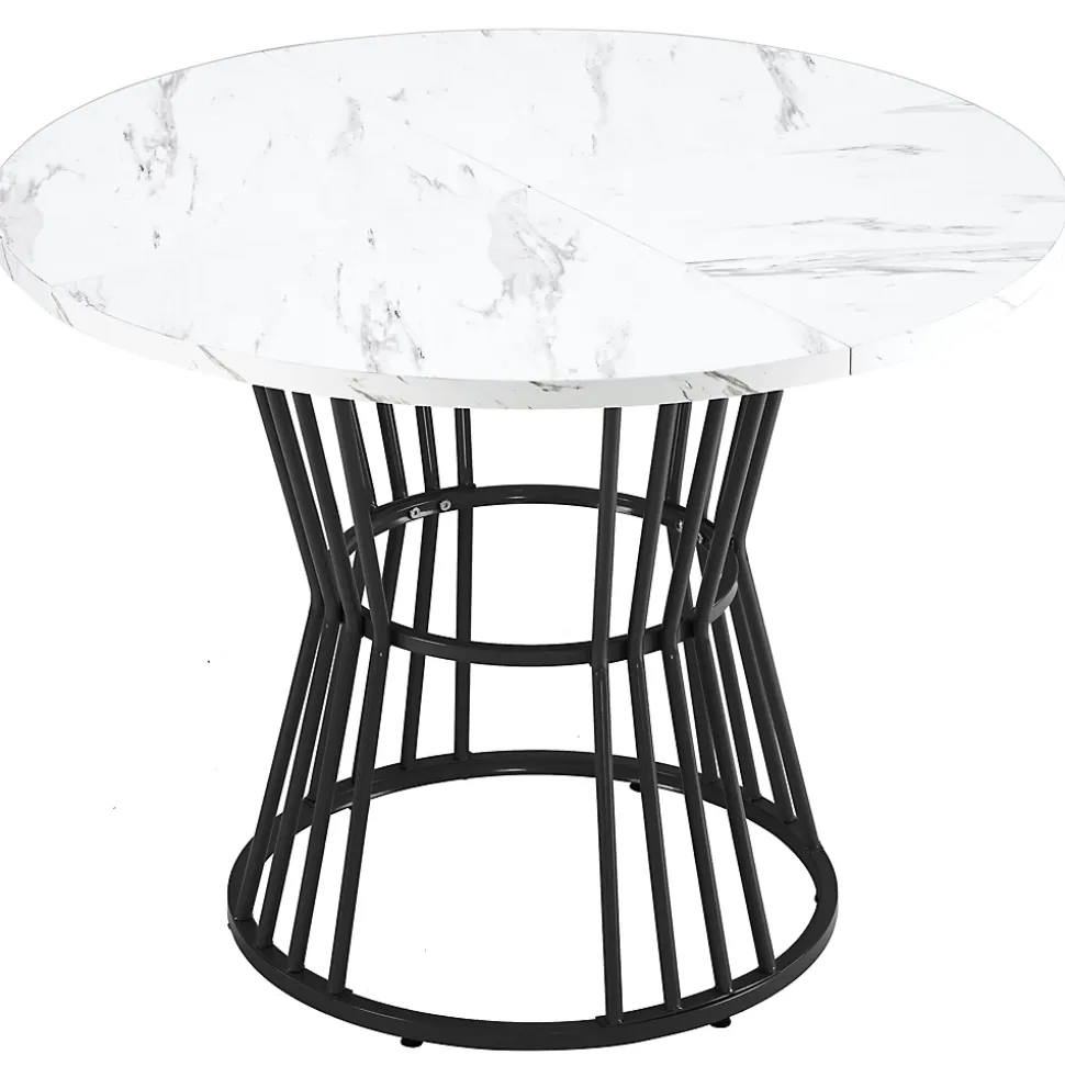 Ensemble table et chaises 100x75x75 cm table ronde MDF marbre avec 4 chaises velours gris et structure métal