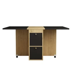 Ensemble Table et Chaises - Table à Manger Extensible 120x80x75 cm avec 4 Chaises - Blanc Chêne Noir