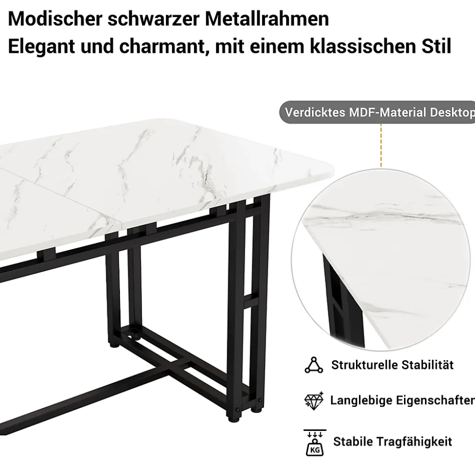 Ensemble Table et Chaises - Table Rectangulaire en MDF avec 4 Chaises en Velours, Pieds Métal Noir - Blanc et Vert Foncé