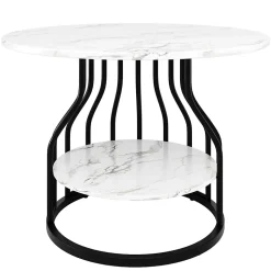 Ensemble table et chaises 80x80x76 cm table ronde avec 4 chaises en velours, plateau MDF effet marbre