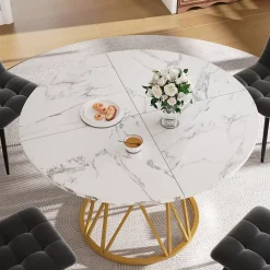 Ensemble table et chaises 100x76 cm avec 4 chaises assise rembourrée en velours, table ronde motif marbre et structure métal