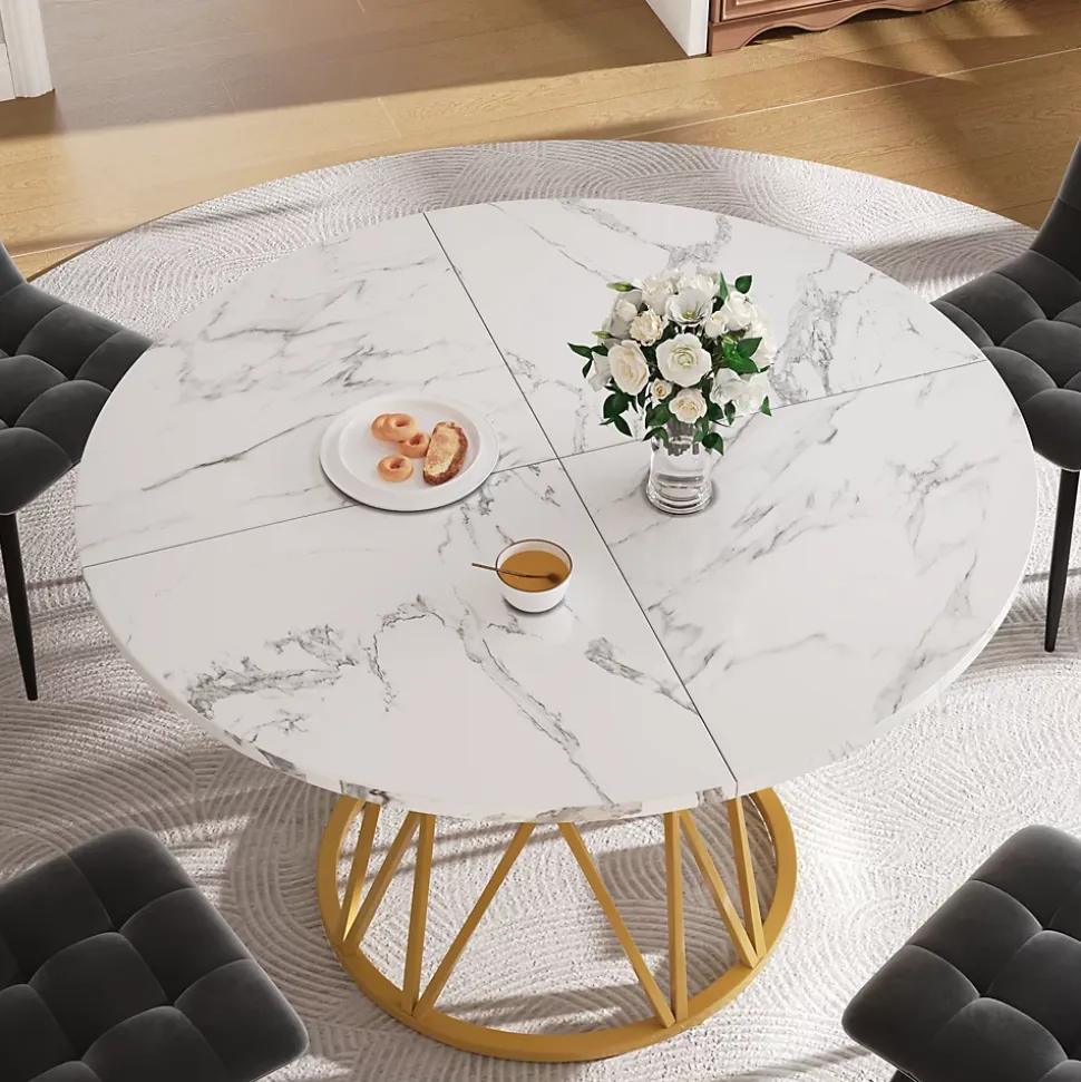 Ensemble table et chaises 100x76 cm avec 4 chaises assise rembourrée en velours, table ronde motif marbre et structure métal