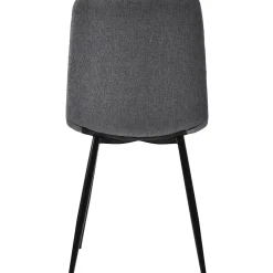Ensemble table et chaises 117x68x75 cm avec 4 chaises, table MDF noyer, chaises rembourrées lin pieds métal