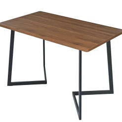 Ensemble table et chaises 117x68x75 cm avec 4 chaises, table rectangulaire MDF noyer, chaises velours