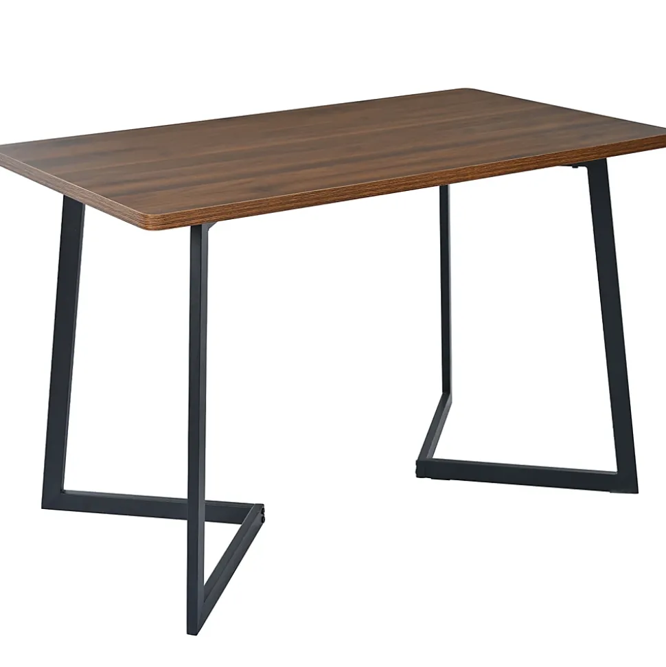 Ensemble table et chaises 117x68x75 cm avec 4 chaises, table MDF noyer et chaises assise velours rembourrée