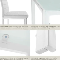 Ensemble table et chaises de salle à manger 7 pièces Acier blanc