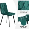 Ensemble Table et Chaises - Table Hexagonale et 4 Chaises Velours, Salle à Manger Moderne, Plateau Effet Marbre, Vert et Blanc