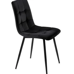 Ensemble table et chaises 140x80x75 cm avec 4 chaises en velours rembourré, structure métal, table rectangulaire moderne