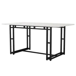 Ensemble table et chaises 140x80x75 cm avec 4 chaises en velours rembourré, structure métal, table rectangulaire moderne