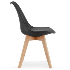 Ensemble table et chaises VALORA Artisan avec 4 chaises RIXK, pieds noirs et naturels NP