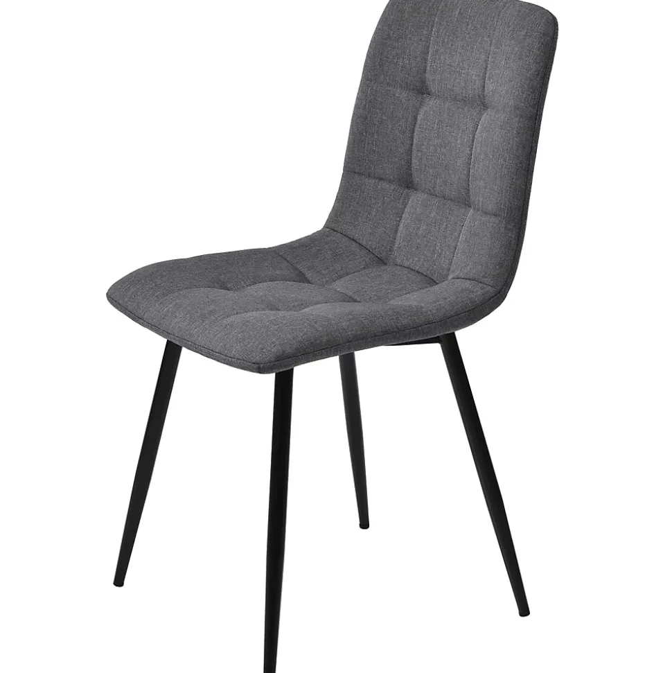 Ensemble table et chaises 140x80x75 cm avec 4 chaises, table rectangulaire MDF effet marbre gris et chaises en lin