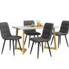 Ensemble table et chaises 117x75x75 cm table rectangulaire plateau MDF effet marbre avec 4 chaises assise en lin