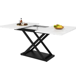 Ensemble table et chaises 120x80x75 cm extensible 160x80 cm avec 4 chaises en velours, structure métal moderne