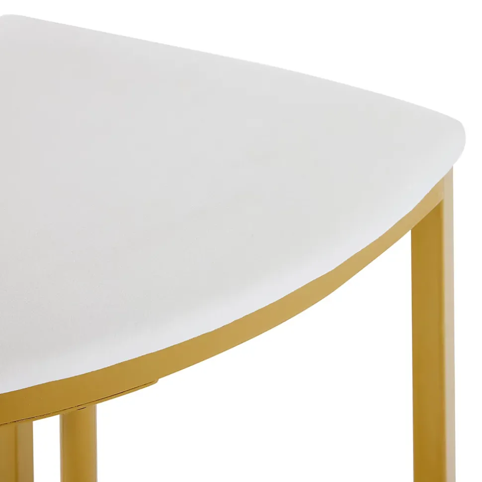 Ensemble Table et Chaises de Salle à Manger pour 4 Personnes, Table Blanche avec Chaises en Velours et Pieds Dorés, 80x80x75 cm