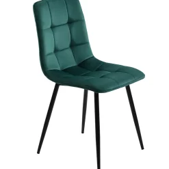 Ensemble table et chaises 150x80x76 cm avec 4 chaises assise rembourrée en velours, pieds métal