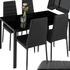 Ensemble table et chaises de salle à manger 5 pièces en Acier noir