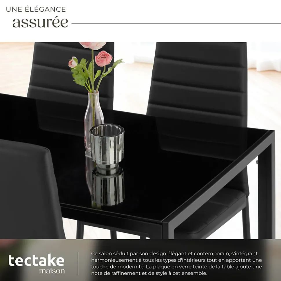 Ensemble table et chaises de salle à manger 5 pièces en Acier noir
