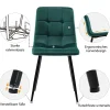 Ensemble table et chaises 117x75x75 cm rectangulaire avec 4 chaises assise rembourrée, pieds métal doré